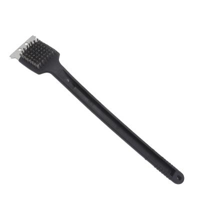 China Easily Cleaned Hot Selling Black Long Handle Stainless Steel BBQ Accessories Grill Brush BBQ Grill Brush for sale