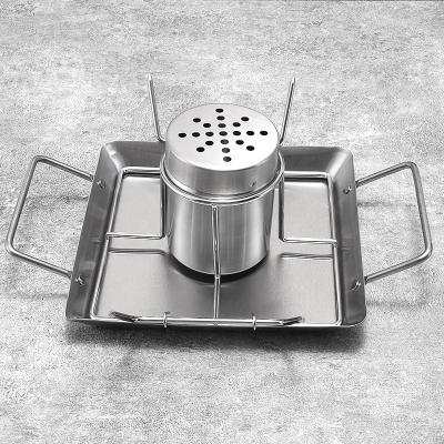 China High Quality Easily Cleaned Stainless Steel Chicken Roasting Pan Beer Can Chicken Roaster Barbecue Chicken Rack Portable for sale