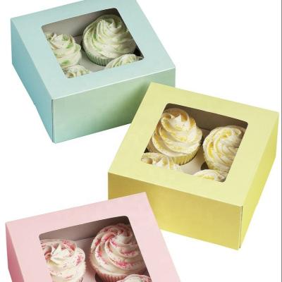 China Recycled Materials Printing Logo Hot Selling Customized Clear PET Plastic Box For Cupcake for sale