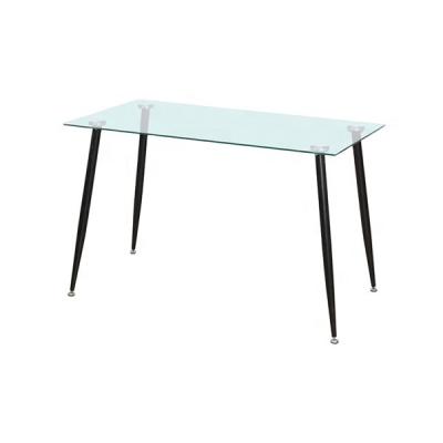 China Modern the factory at a low price wholesale modern style tempered glass top concise dining table with 6 chairs for sale