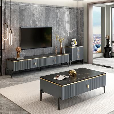 China Modern custom light luxury marble top coffee table furniture home coffee table for sale