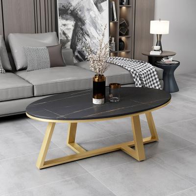 China 2021 Newst round coffee table Nordic modern light luxury marble top oval coffee table for sale