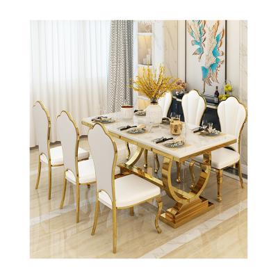 China Customized Luxury Natural Marble Top Dining Table Sets Modern Rectangle Home Furniture Modern 180cm 240cm True for sale