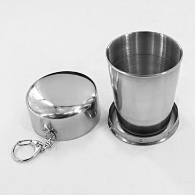 China PORTABLE Camping Vacation Folding Stainless Telescopic Stainless Steel Mug with Key Chain for sale