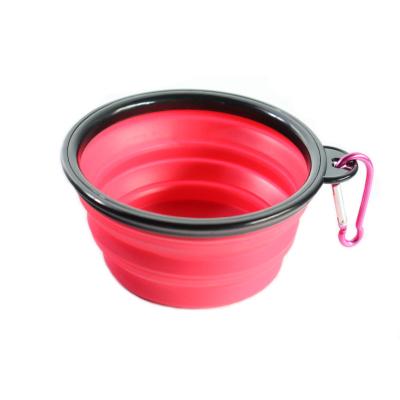 China Viable Collapsible Dog Water Rolls Portable Pet Feeding Water Dish Dog Pet Food Bowl With Carabiner for sale