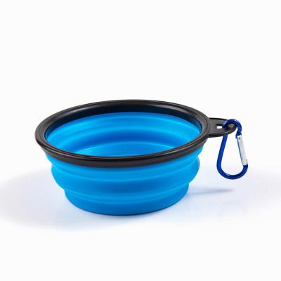 China New Viable Collapsible Dog Bowl, Double Silicone Pet Bowl, Travel Portable Collapsible Bowls with Aluminum Carabiner Clip for sale