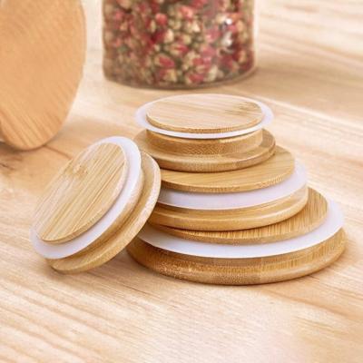 China Custom Made Bamboo Non-Refillable Accessories Plant Supply Bamboo Cover Capsule Candle Cover Wooden Bamboo Lid For Jars Bottle for sale