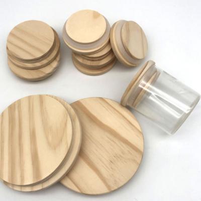 China Non Refillable Custom Design Bamboo Lids With Seal Rings For Candle Glass for sale