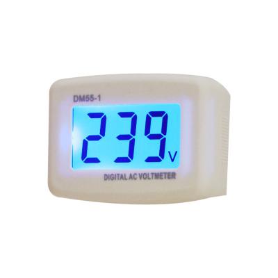 China Blue Socket AC110-300V Switch Socket LCD Backlight Digital Voltmeter Socket DM55-1 AC Panel Meter EU/US Power Monitoring for sale