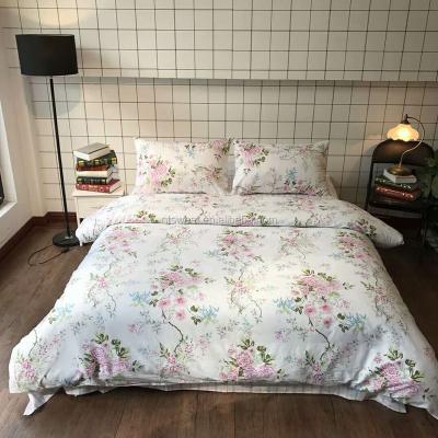 China Warm Cool Bedding Set Queen Cotton Floral Print Garden Comforter Quilt Reversible Duvet Covers And Pillowcases for sale