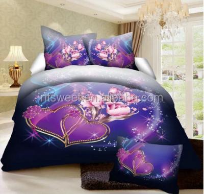 China Luxury 100% Cotton TWILL 3D Printed Dream Lily Duvet Cover Set 4Piece King Girl Bedding Set Pink for sale