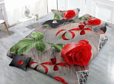 China Red Floral 3D Twill 4Piece Bedding Set Queen / Double / Single Size Comforter Sets for sale