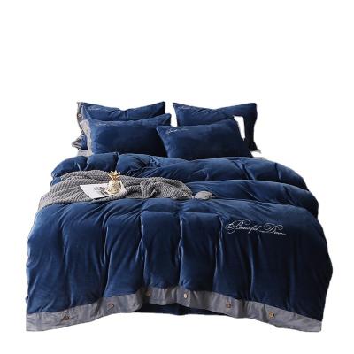 China Princess Button Design High Quality Fleece Velvet Bedspread Set Winter Duvet Cover Set for sale