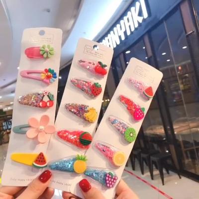 China Hot Selling Cute Fruit Hair Clip Korean 5 Pieces Children's Day Gift Hair Accessories Hair Clips Kids Fruit Clip Hairpin for sale