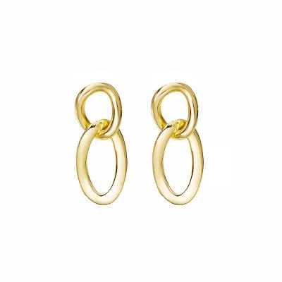 China 2022 Geometric Design Metal Hip Hop Earrings Oval Round Oval Niche Cool Gold Plated Stud Earrings for sale