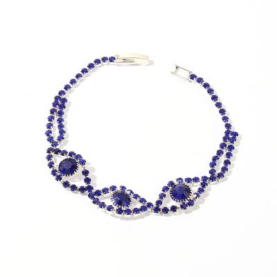 China 2022 FASHIONABLE Trendy Blue Bracelet Adjustable Link Chain Rhinestone Chain Evil Eyes Eyes Bracelets For Girl for sale