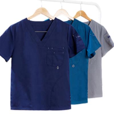 China Solid Color  Custom Logo Unisex Short Sleeve Scrubs Chlorine Bleaching Resistant for sale