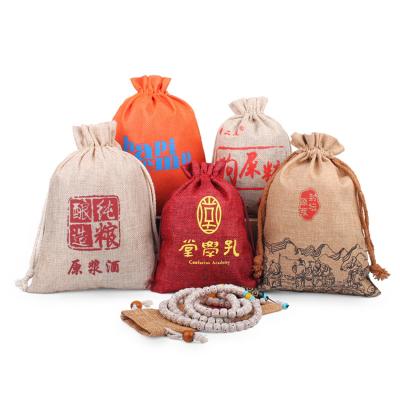 China Drawsting Custom Cotton Burlap Drawstring Bags For Eyeshadow Storage Packaging Drawstring Bags Custom Gift Bags With Logo for sale