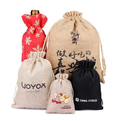 China Custom Drawsting Burlap Bread Bags For Earrings Packaging Jute Cosmetic Drawstring Bags Jewelry Box Packaging Pouches for sale