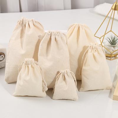 China 9*12CM Cotton Drawstring Bags Recyclable White Organic Cotton Bags Cotton Drawstring Bags With Logo Custom Manufacturer Wholesale for sale