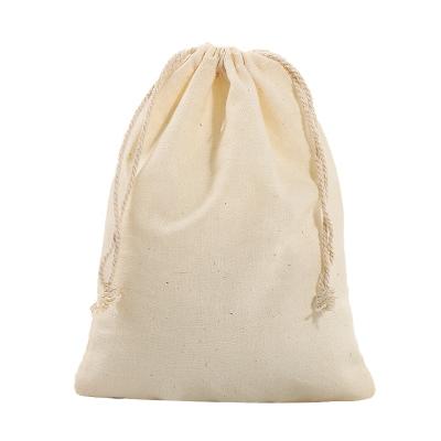 China Jewelry Packaging Manufacturer Organic Cotton Packing Bags Small Round White Cotton Twine Drawstring Bag Jewelry Eco - Friendly for sale