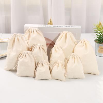 China Food Factory Pouch Makers Cotton Bags For Coffee Beans White Organic Recyclable Washed Cotton Drawstring Bags Friendly Pouches for sale