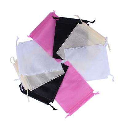 China 16*20 Zhejiang Fashion Shopping Drawstring Bags Recyclable Promotional Nonwoven Pink Black Beige for sale