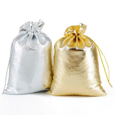 China Drawstring Mini Gift Bags Decorations 9*12Cm Gold Silver Viable Bags Wholesale Makeup Pouch for sale