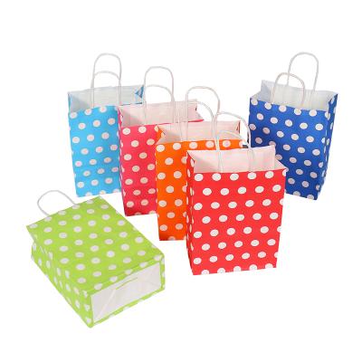 China Recycled Materials Dotted Kraft Paper Thank You Eco-Friendly Gift Wrapping Paper Bags Pink Blue Red Orange Green 22*27cm Strong And Craft 8 Color for sale