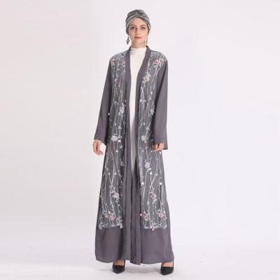 China 2021 Viable New Dubai Abaya Muslim Dress Summer and Autumn Middle East Turkey Embroidery Flower Three-dimensional Long Dress Muslim Dress for sale