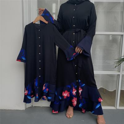 China Sustainable Fashion Quilting Turkish Muslim Long Sleeve Dress Parent-child Fit Long Sleeve Robe Slim Muslim Robe Muslim Maxi Dress for sale