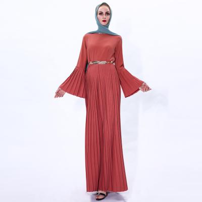 China New High-waisted Pleated Bandeau Viable Eid Dresses Muslim Women Chiffon Dresses Long Sleeve Muslims for sale