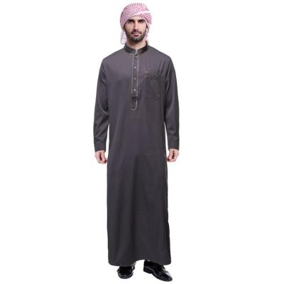 China Viable Middle Eastern Muslim Men's Long Robe Collar Gold Stand Collar Gold Ethnic Style Shirt for sale