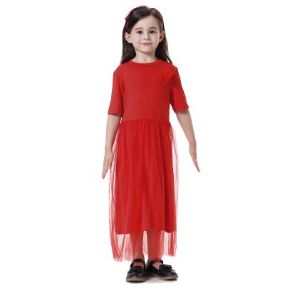 China Islam Babies Abaya Solid Color Short Sleeve Girls Sustainable Colorful Clothing Muslim Princess Dress for sale