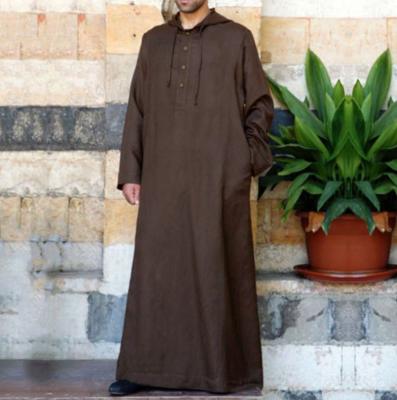 China 2021 New Viable Muslim Men's Hooded Islamic Clothing Men's Long Shirt Muslim Long Dress for sale