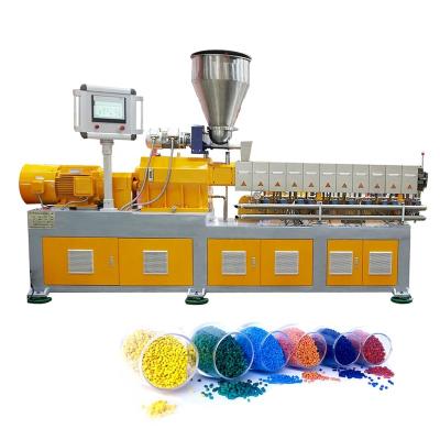 China Plastic Granules Production 35.6mm 50~80kgh PP/PE Twin Filler Masterbatch Screw Extruder Granule Making Machine for sale