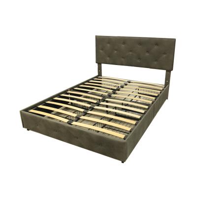 China Kainice Storage Customized Storage Gray Leather Bed Frame Wooden Bed Beds For Bedroom for sale