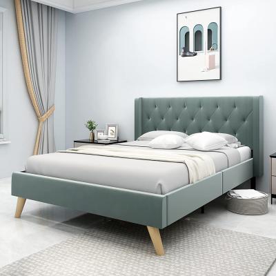 China Kainice Demountable Customized Iron Full French Bed Queen Size Bed Gray Canvas Full Frame For Hall for sale