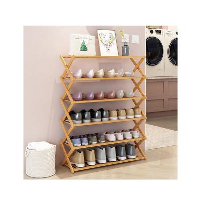 China Kainice Wholesale Foldable Portable Bamboo Shoe Rack Rotating Shoe Racks For Home for sale