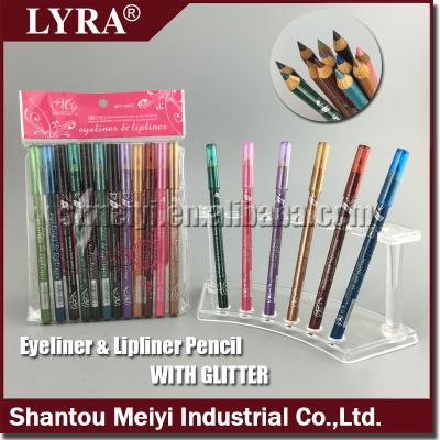 China Waterproof Multi Color QA28-00 Eyeliner Lipliner Dual Mode Pencil With Glitter for sale