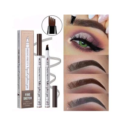 China Waterproof 4 Color 4 Point 4 Color Brow Pencil Liquid Eyebrow Pen Waterproof Eyebrow Pencil Brown Microblading for sale