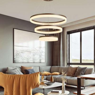 China New Design Post Modern Acrylic Ring Decor Hanging Pendant Lamp For Dining Room Single Light JY9319 for sale