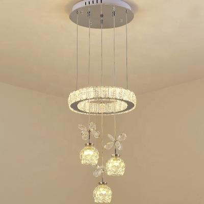 China Surface Mounted Long Stainless Steel Crystal Ceiling Lamp Chandelier For Staircase JY8119 for sale