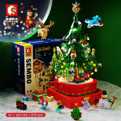 China Construction Toy 601164 Sembo Block Christmas Tree Building Sets Creative Holiday Present Idea For Adults Party Music Box Bricks Play For Kids for sale