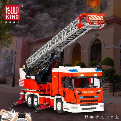 China Construction Toy Mold King 17022 Fire Truck 8 Engines Fully Equipped Large Fire Extinguisher Ladder Truck Model Blocks Building Sets for sale