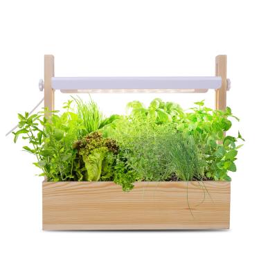 China Detachable LED 14w Indoor Planting Size Hydroponic Adjustable Wood Herb Garden Planter Click and Grow Smart Indoor Garden for sale