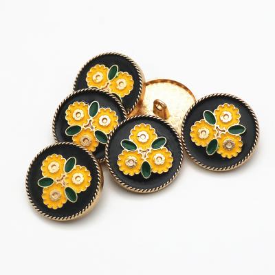 China New style retro dry cleaning gel flower coat button sweater three flower metal foot high hand sewing buttons for sale