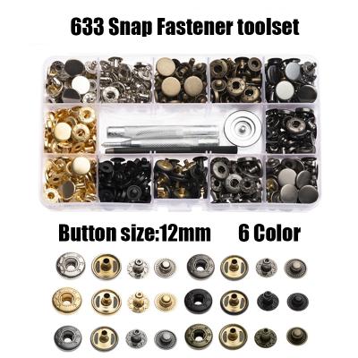 China Nickel Plated 12mm Metal Brass Snap Button For Clothing Snap Fastener 633 Prongs Four Part Snap Button DIY Tool for sale