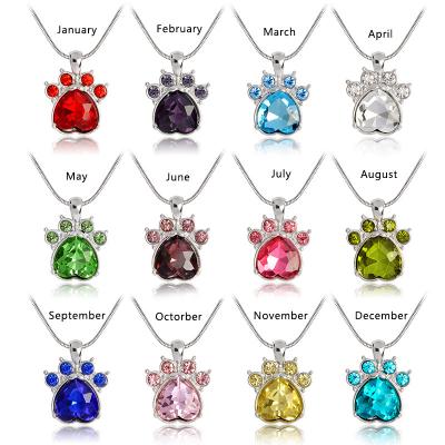 China Nickel Free Metal Zipper Pull Head Pendant, Cute Paw Cat Paw Inlay December Birthstone Necklace Dog Accessories Hot Style Accessories for sale