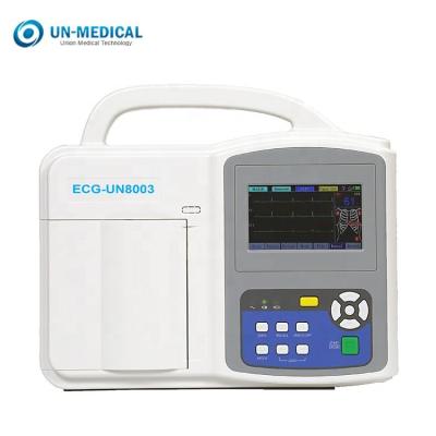 China Plastic Color LCD Display Portable ECG Machine 3 Channel Hospital Equipment for sale